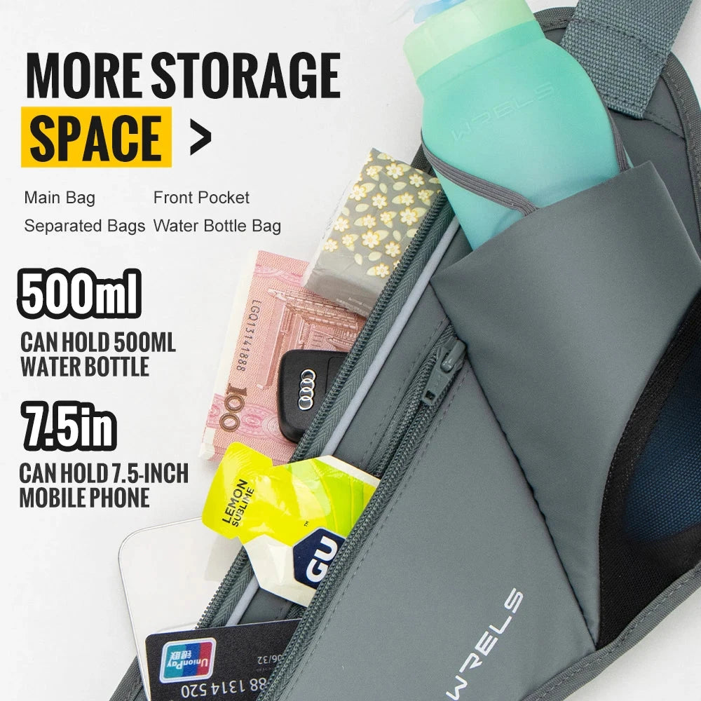 WRELS Adjustable Running Belt with Water Bottle Holder Reflective Hydration Waist Pack for Hiking Jogging Unisex GlowCart