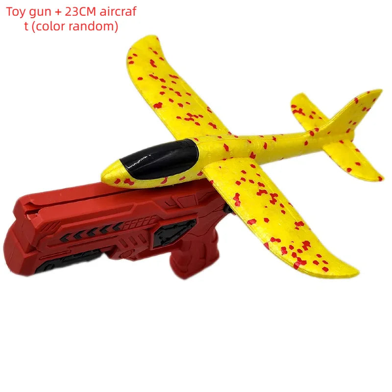 Outdoor Games Kids Glider Flight Flying Throw Foam Plane Shooting Gun, Catapult Plane Launcher Toy for Kids, Shooting Toy GlowCart