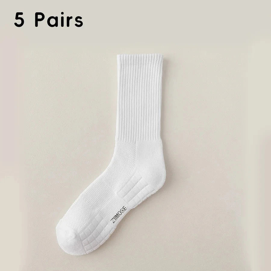 1pc 4pcs 5pcs 10pcs Socks Men's Cotton Spring Towel Bottom with Velvet Mid-tube White Stockings Thickened Sports Basketball Sock GlowCart