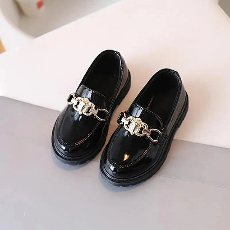 Children's Shoes Girls Autumn Princess Fashion Leather Shoes Kids Soft Sole British Style Black Student Performance Shoes GlowCart