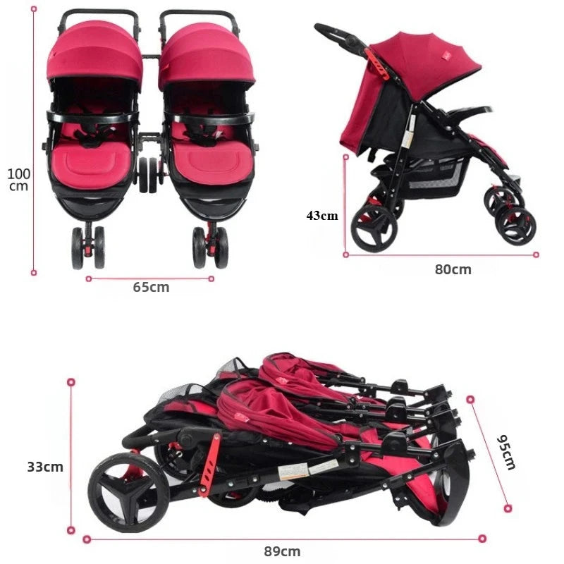 2025 Twin Baby Stroller Separable and Combinable, Foldable Stroller Enlarged and Widened, High-view Baby Stroller GlowCart