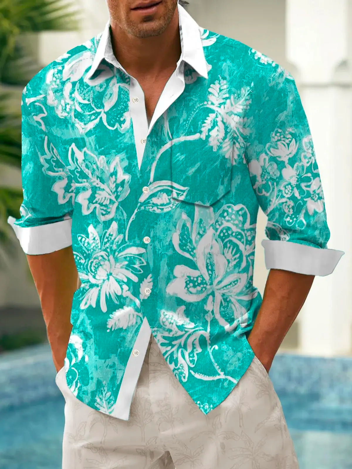 Men's shirts, button down shirts, casual shirts, spring and summer, printed long sleeves, daily, fashionable, comfortable GlowCart