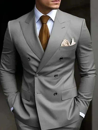 High Quality Brown Men's Suits Double Breasted Bespoke GlowCart