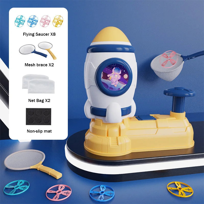 Air Launcher Flying Saucer Toy Cartoon Dinosaur Foot Launchers Outdoor UFO Disc Saucer Kids Jump Sport Games Toy for Boys GlowCart