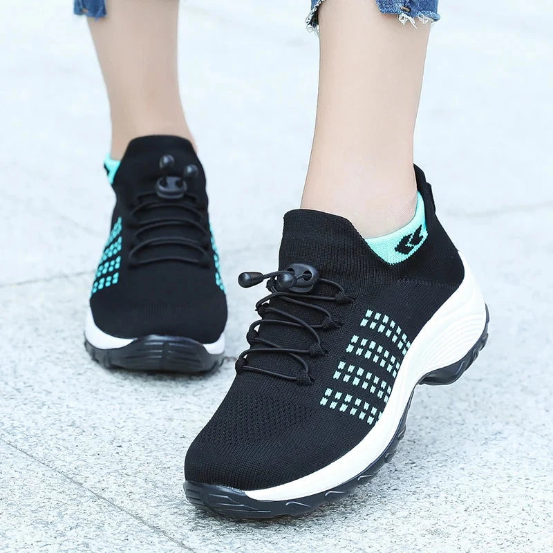 Women Walking Trainers Fashion Fly Weaving Sock Sneakers GlowCart