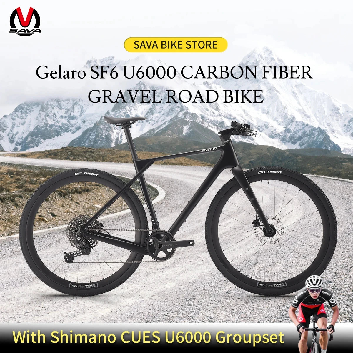 SAVA SF4 Carbon Fiber Gravel Road Bike Handlebar Flat All Terrain Off-Road Racing Compatible with SHIMAN0 CUES U6000 GlowCart