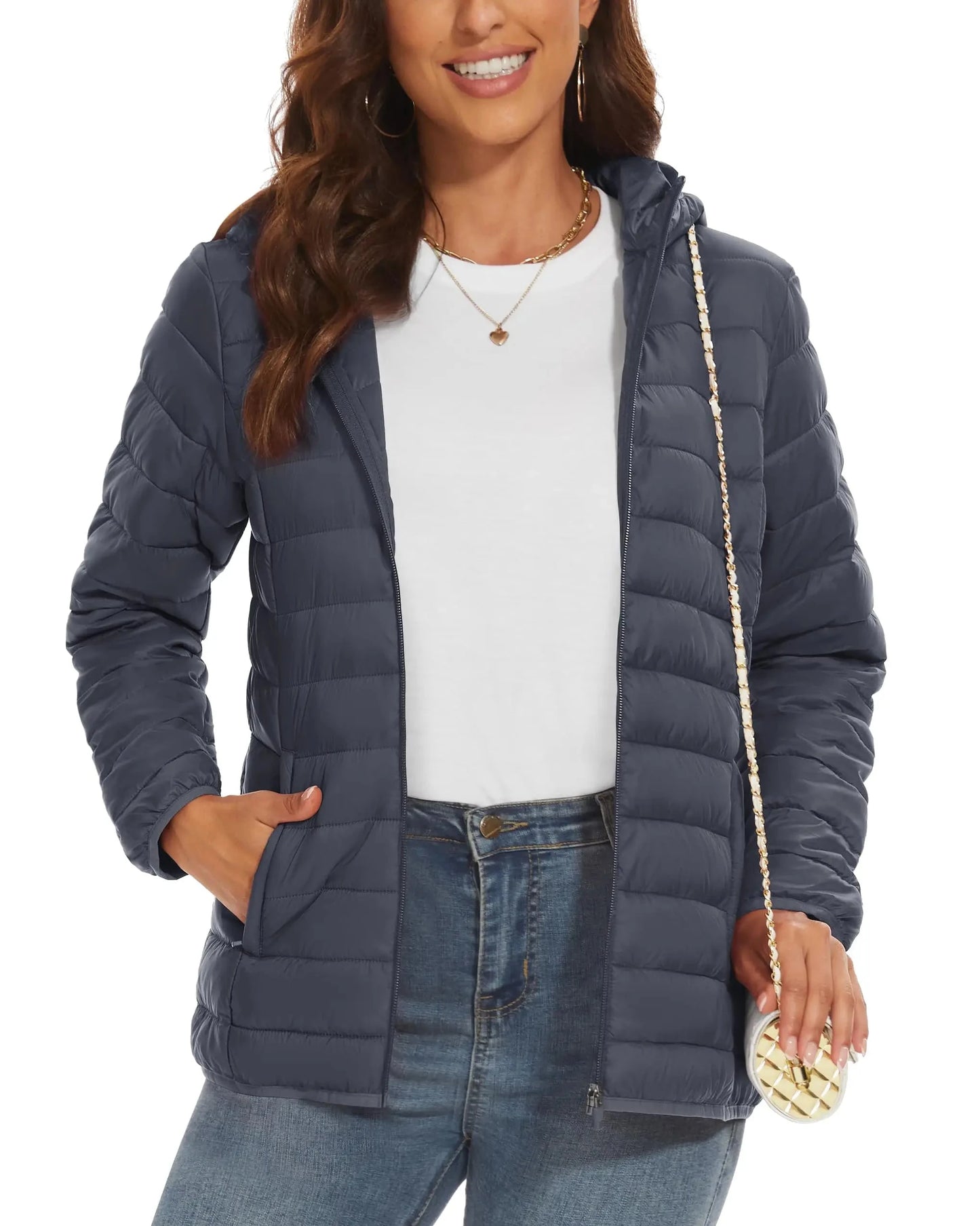 TACVASEN Full Zip Up Hooded Puffer Jacket Womens Winter GlowCart