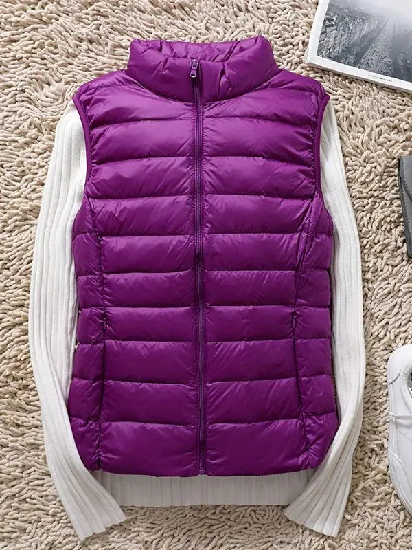 0-10℃ Women Puffer Vest Coat Autumn Winter Sleeveless Duck GlowCart