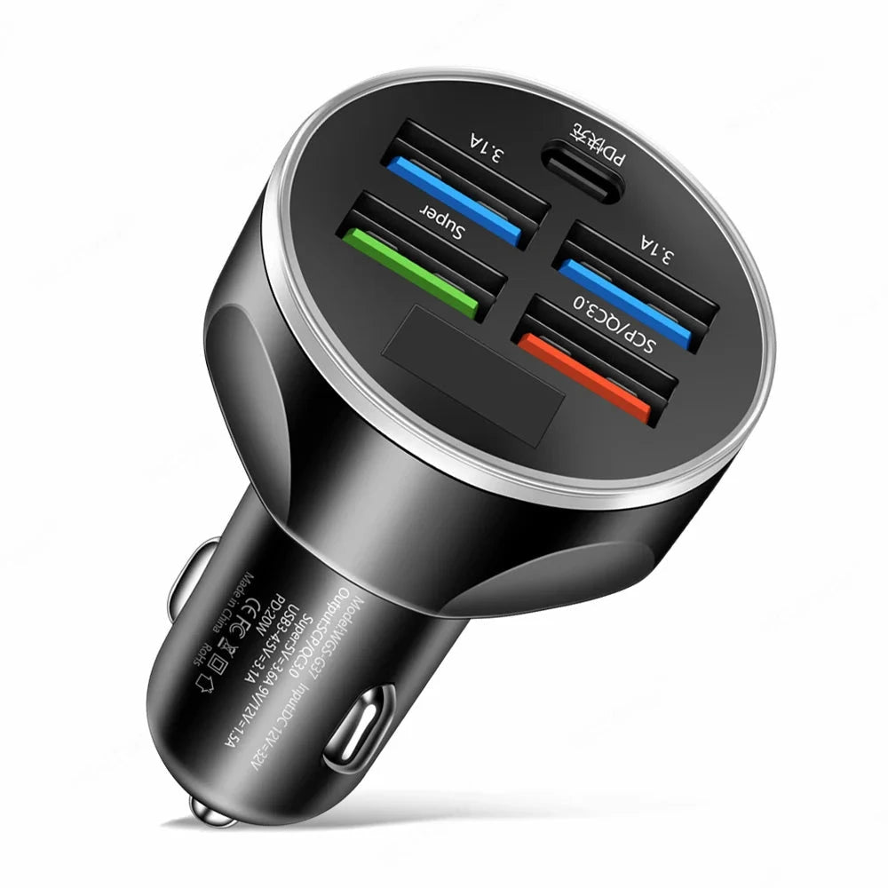 4usb PD 250W Car Charger Type C Fast Charging Auto Mobile GlowCart