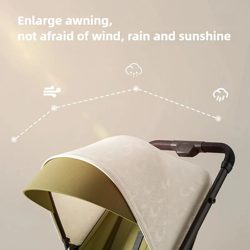 2025 New High-view Baby Stroller Foldable, Can Sit or Lie Two-way Sitting and Lying Function with One-touch Storage GlowCart