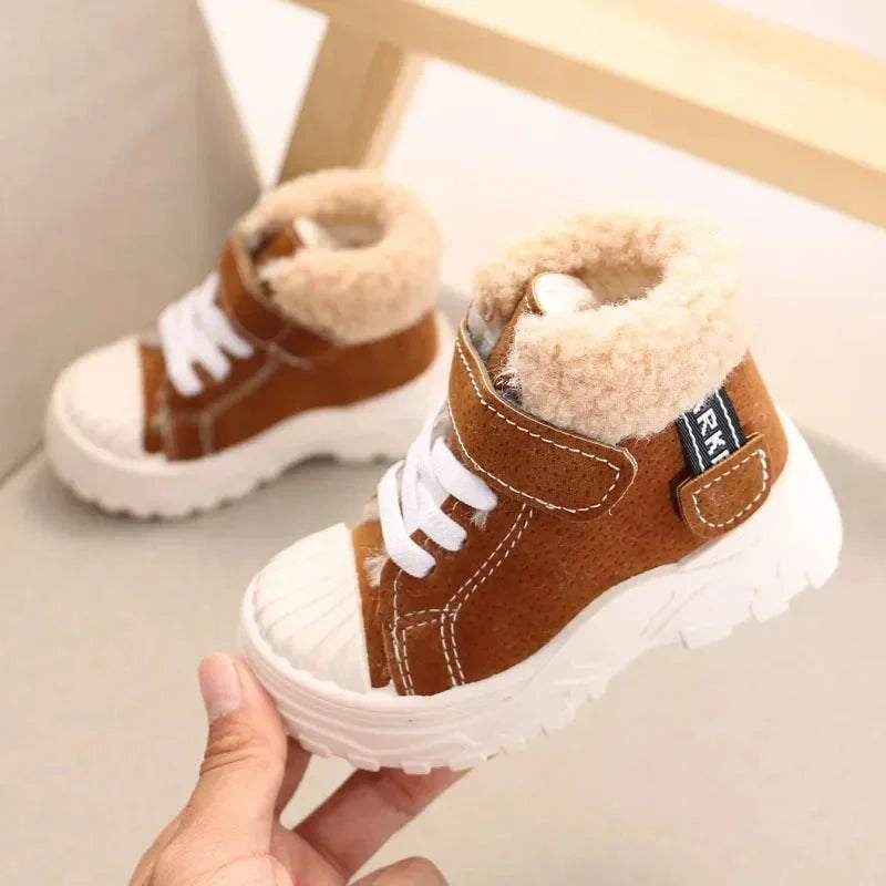 2021 Children Warm Boots Winter New Boys Plus Thicken Velvet Cotton Shoes Girls Waterproof Short Boots Baby Cotton Boots GlowCart