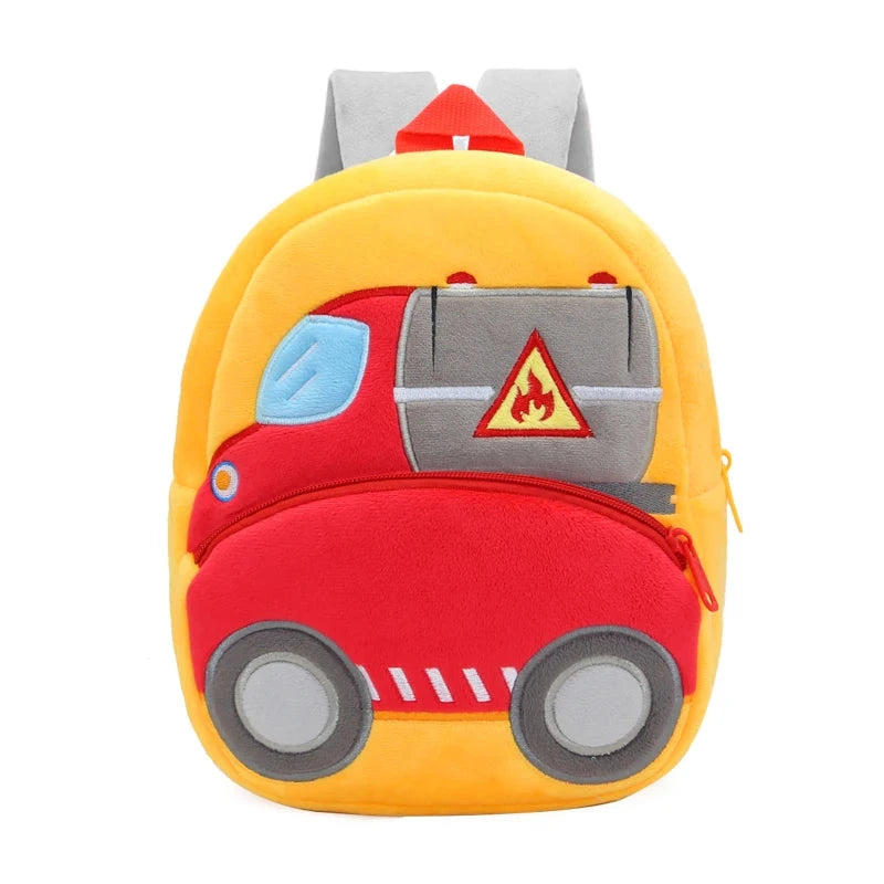 2-4 years old kids engineering backpack cartoon excavator backpack plush kids small school bag toy backpack GlowCart