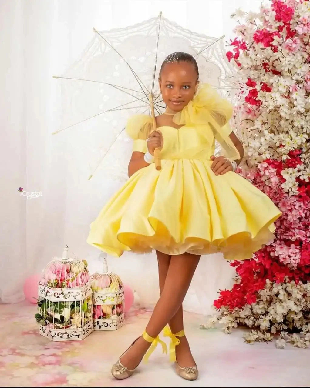 Pink Ball Gown Flower Girl Dresses Customized Tulle Tiered GlowCart