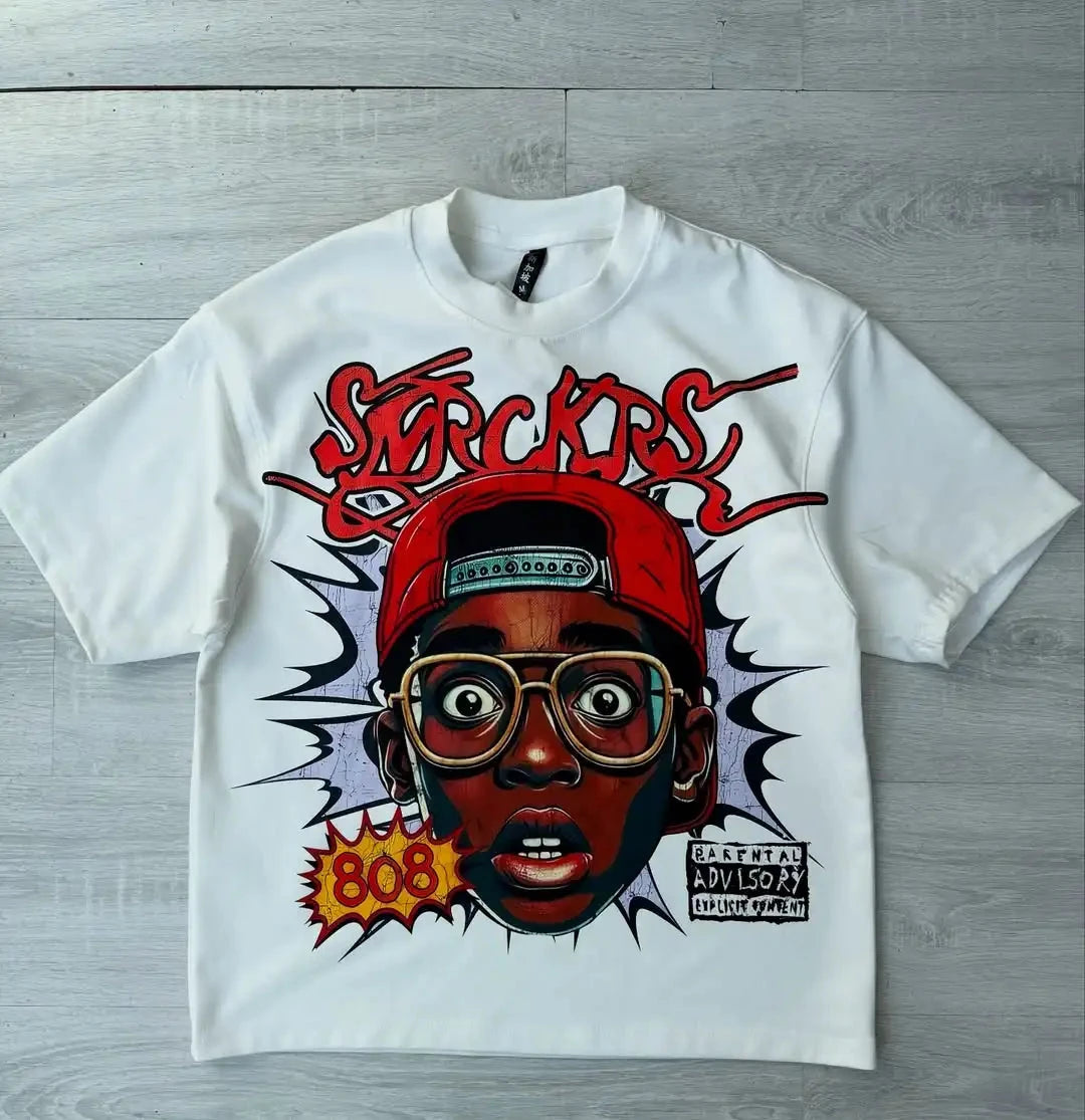 Y2k Harajuku streetwear men and women short sleeved fashion GlowCart