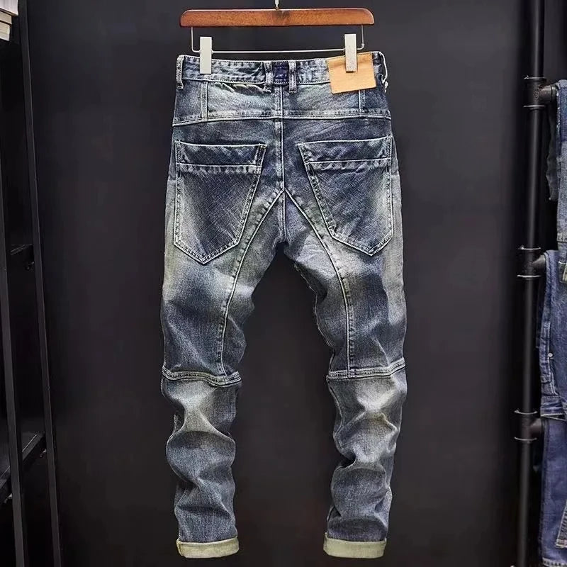 Spring and Autumn New Fashion Trend Retro Solid Color Elastic Small Legs Men's Casual Relaxed Comfortable Breathable Jeans GlowCart