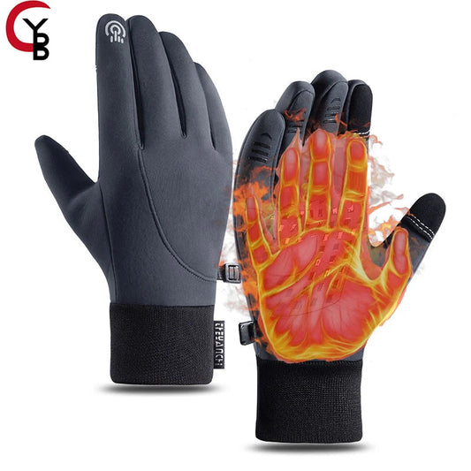 YANBIGUO Winter Men's Cycling Gloves With Warm Fleece,Touchscreen Outdoor Gloves,Waterproof/Windproof/Anti Slip for Fishing GlowCart