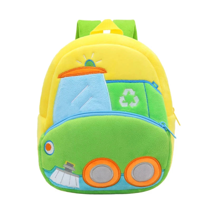 2-4 years old kids engineering backpack cartoon excavator backpack plush kids small school bag toy backpack GlowCart