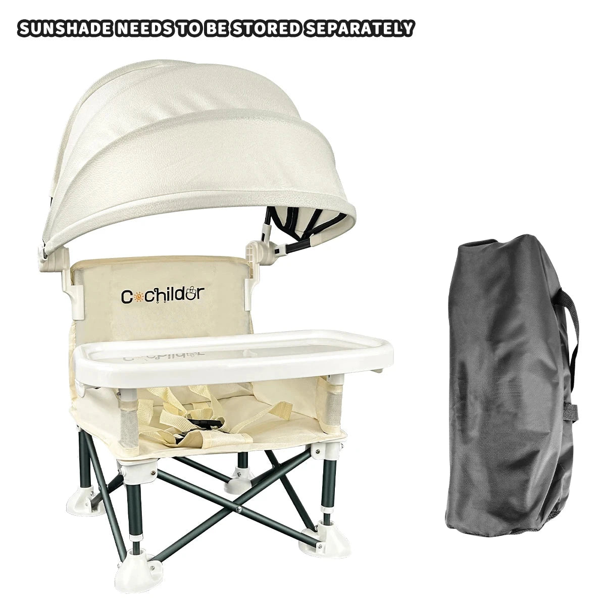 Portable children's dining chair, It can be used to increase the seat height with safety belt, foldable, and detachable plates GlowCart