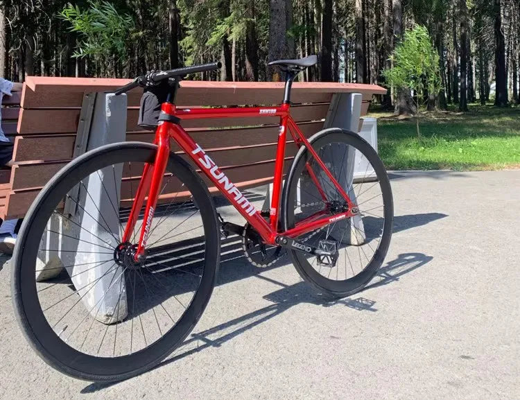 Tsunami SNM100 Fixie Fixed Gear Bike Track Single Speed Racing Bicycles 700C Aluminum Frame Cycling Parts Customizable No Brake GlowCart