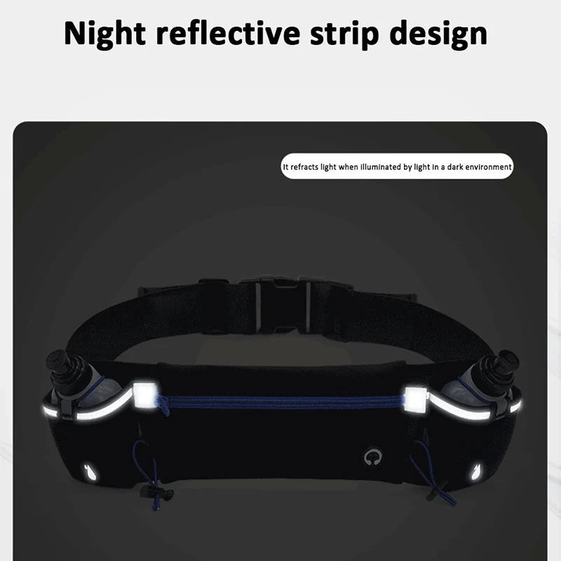 Man/Woman Marathon Trail Running Waist Pack with 2Pcs Water Bottles Sports Fanny Pack Fitness Dual Pocket Running Belt Waist Bag GlowCart