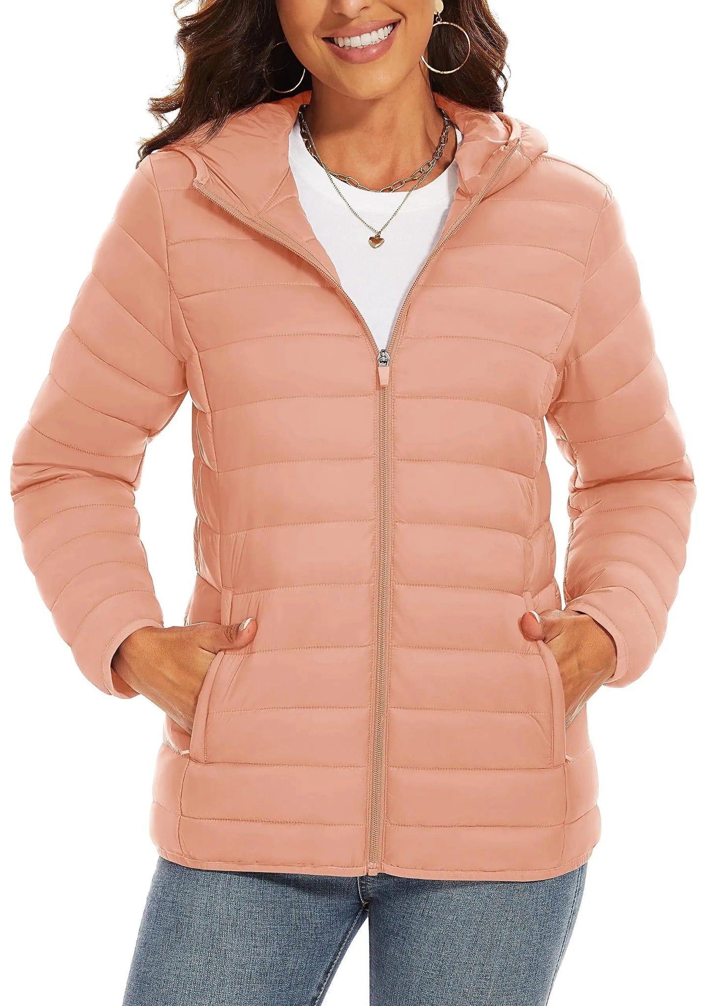 TACVASEN Full Zip Up Hooded Puffer Jacket Womens Winter GlowCart