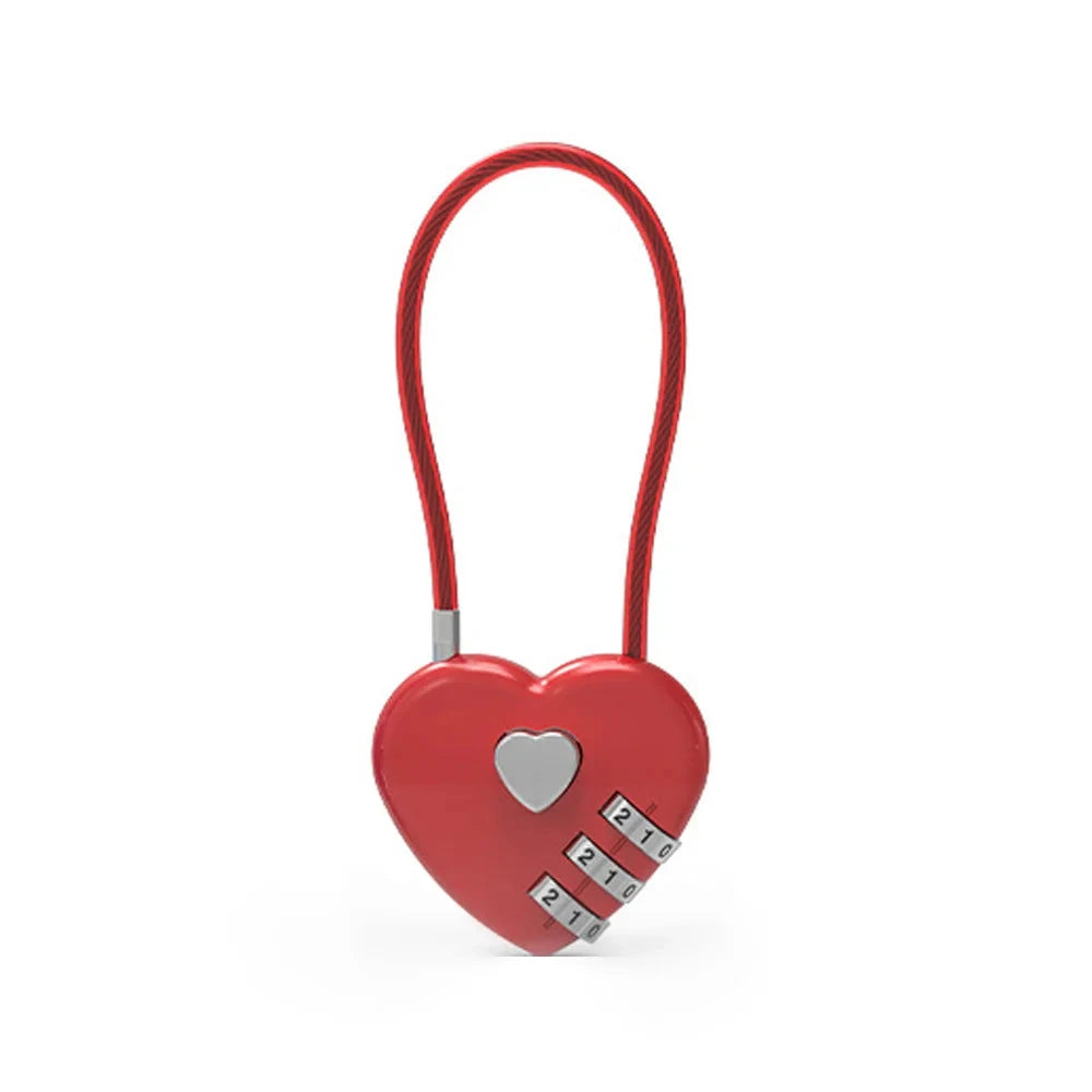 INS Korean Red Heart Lock Keychain Bag Charms Y2k Emo GlowCart