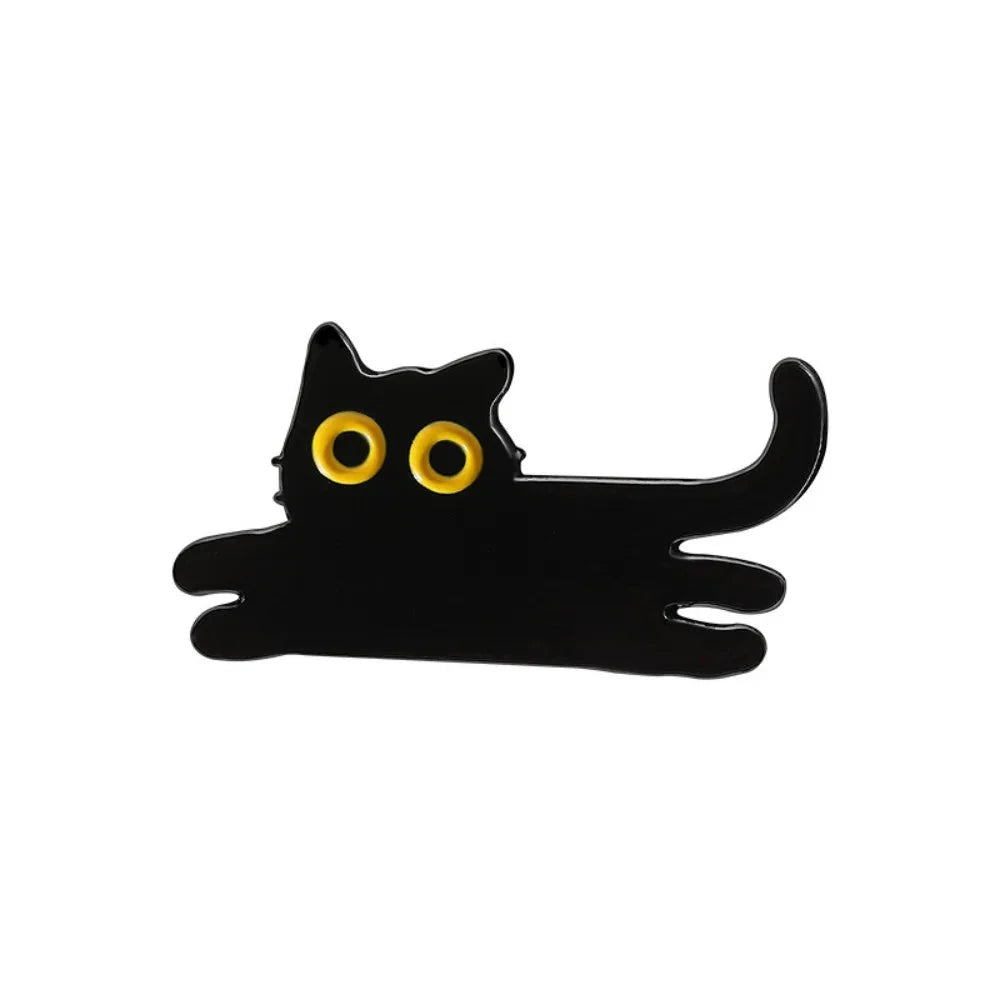 Ew,People Funny Black Cat Enamel Pin Brooches For Women GlowCart