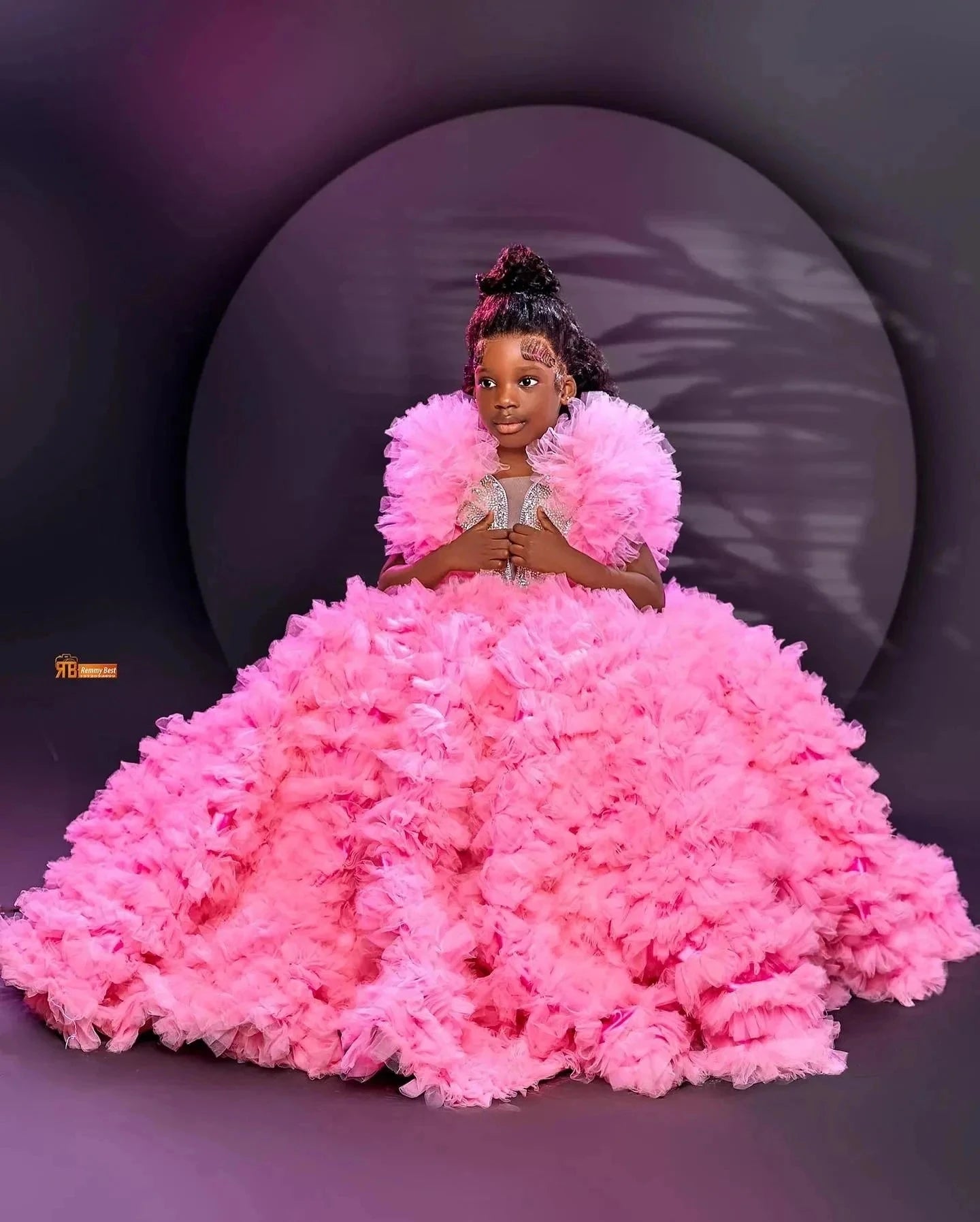 Luxury Pink Flower Girl Dresses For Wedding Applique Ruffles GlowCart