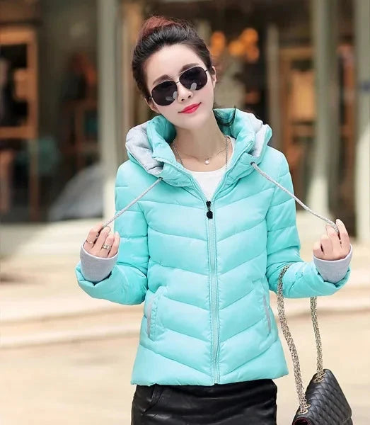 clothes Winter XXXL Jacket Women hooded Solid Color Short GlowCart