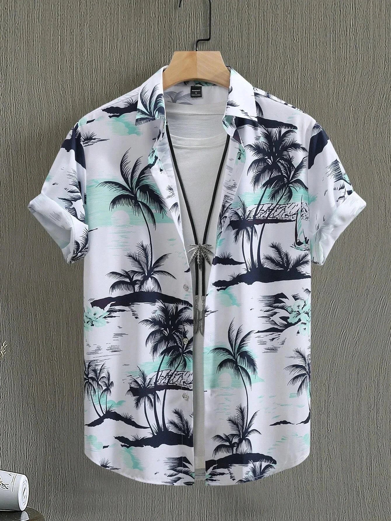 Hawaiian Shirt Man Print Casual Thin Beach Slim Fashion GlowCart