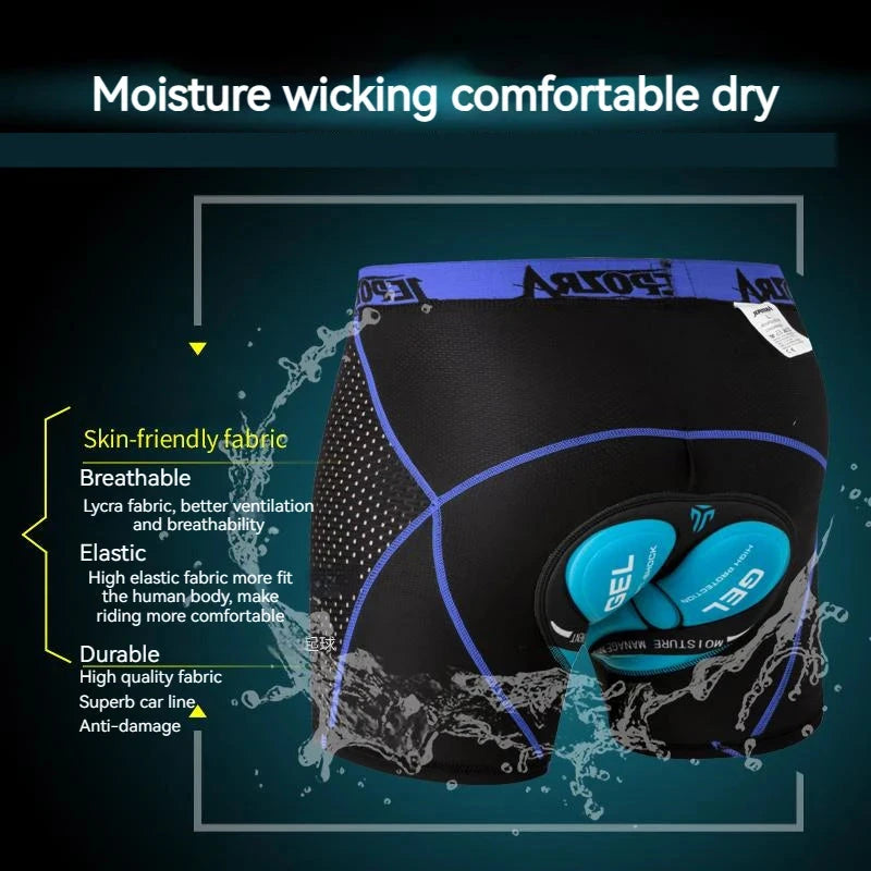 JEPOZRA Breathable Cycling Shorts for Men, 4D Gel Pad, Shockproof Bike Panties, Mountain Bike, Road Bike Underwear GlowCart
