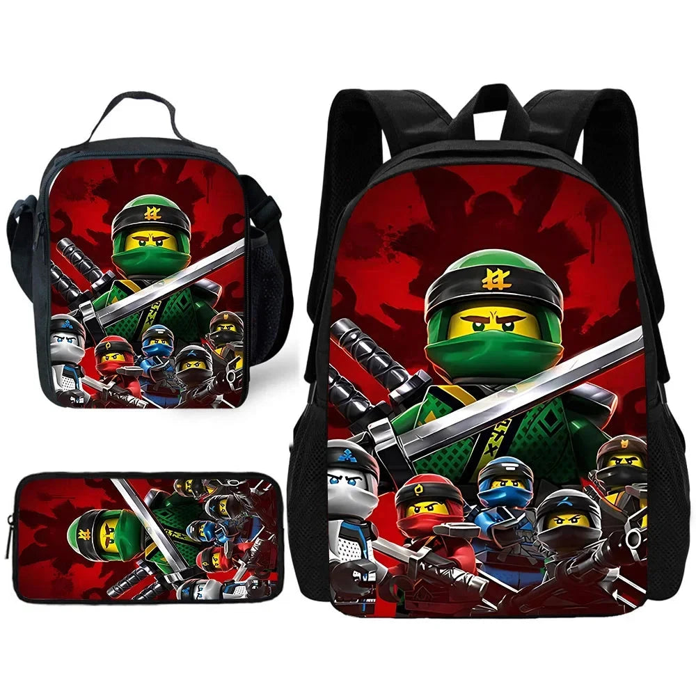 Child School Sports Game N-NinjagoS Backpack with Lunch Bags ,Pencil Bags ,School Bags for Boys Girls Best Gift GlowCart