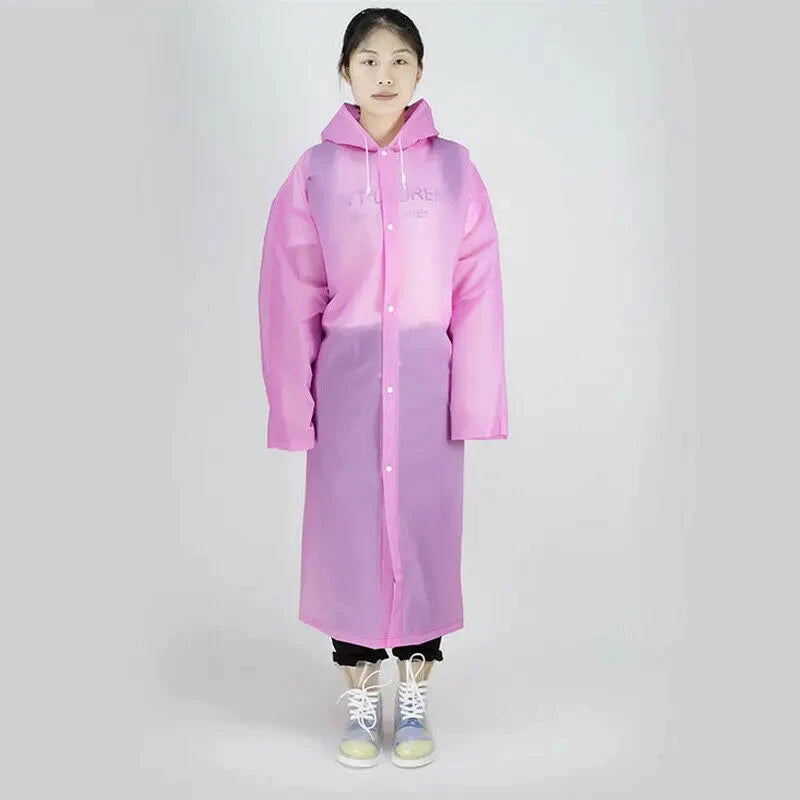Mens Womens Waterproof Raincoats Long Jacket EVA Button GlowCart