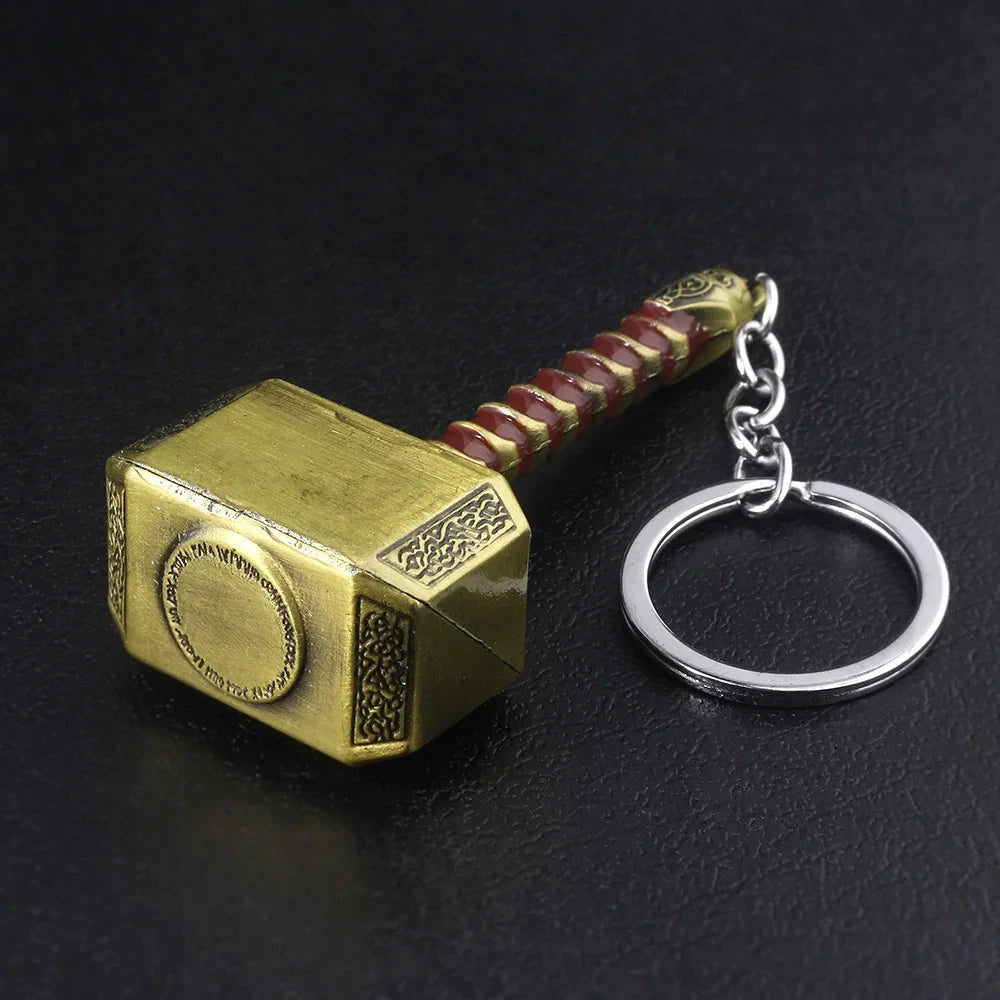 Thor Hammer Metal Keychain Movie Key Ring Cosplay Prop Key GlowCart