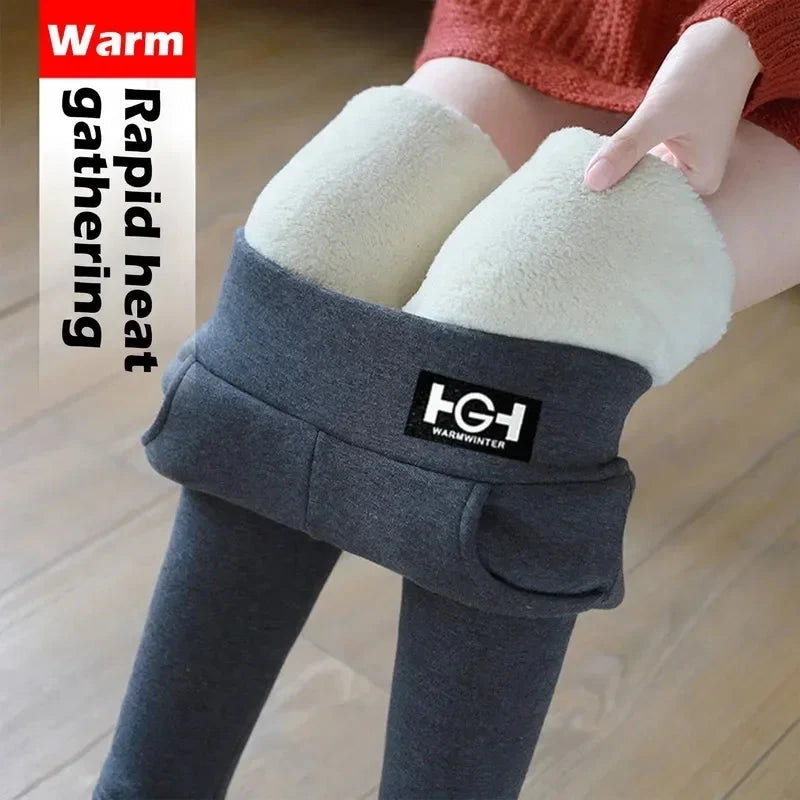 Women Winter Leggings Solid Warm Leggings Thicken Lamb GlowCart