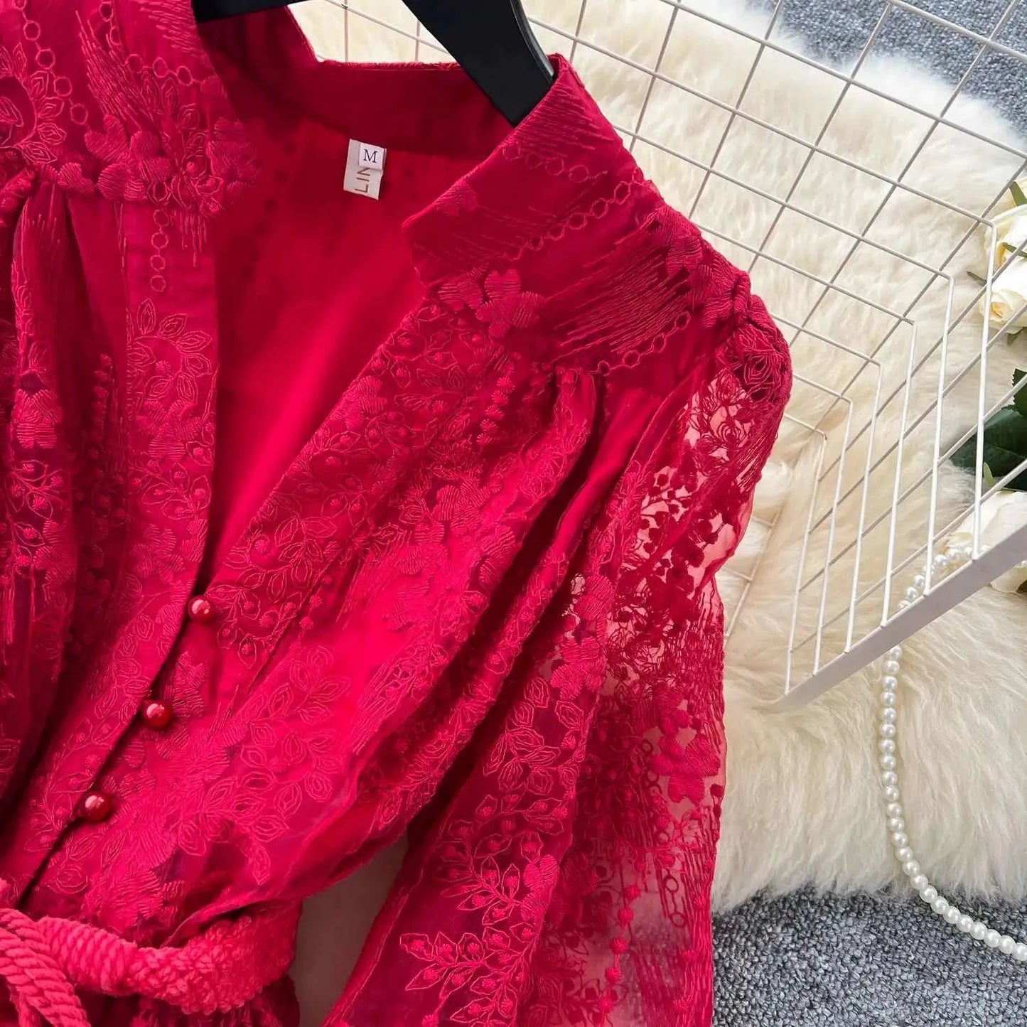 Luxury Embroidery Formal Dresses Women Summer Autumn Lantern GlowCart