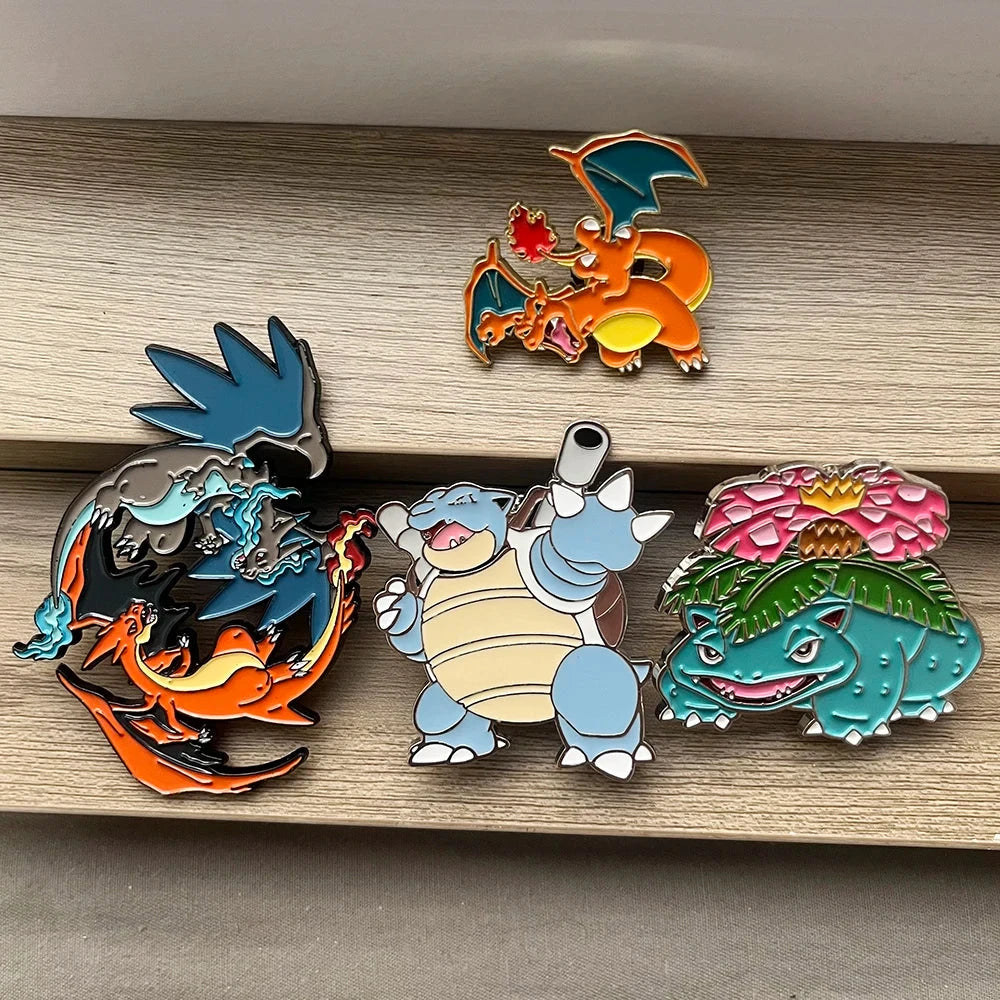 4 PCS Cartoon Pokemon Lapel Pins Set Anime Venusaur Mega GlowCart