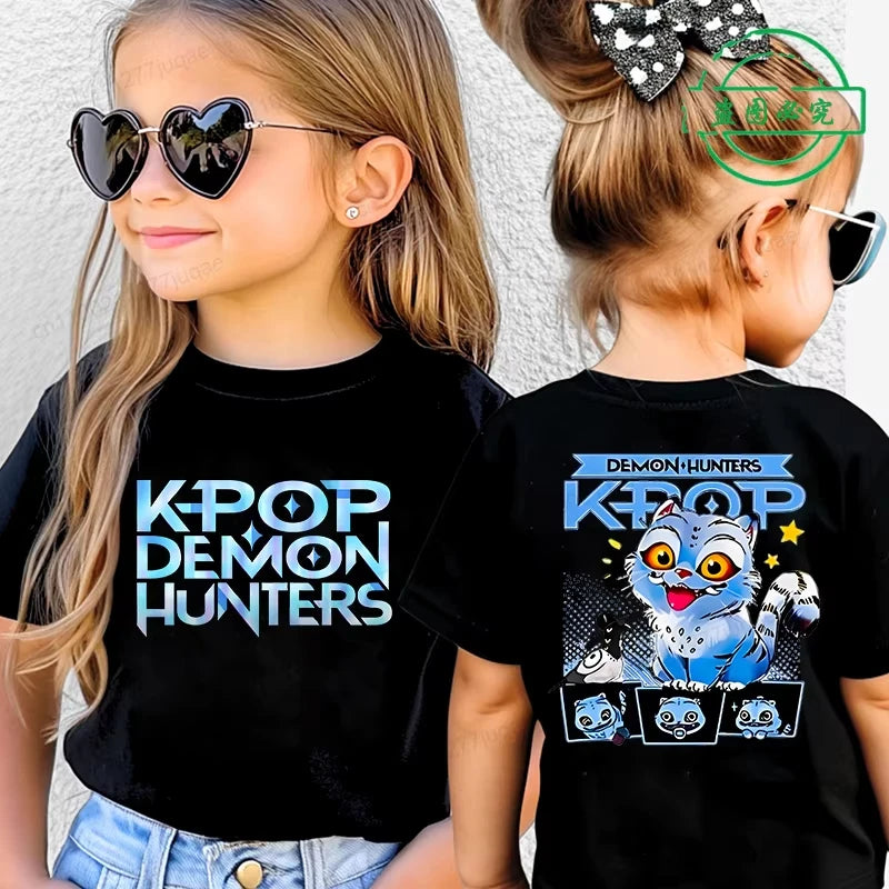 KPop Demon Hunters Saja Boys Kids Clothing Summer Cartoon Derpy Tiger Clothes Fashion Boys T-shirt Cotton Children's T Shirts GlowCart