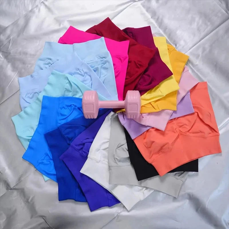 Impact Shorts Low Ribbed Waist Band Yoga Shorts Legging Seamless Scrunch Workout Gym Shorts Booty Hight Stretch Fitness Tights GlowCart