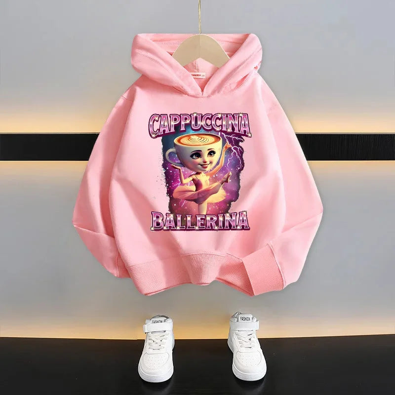 Italian Brainrot Kids Hoodie Funny Cartoon Graphic Thin Sweatshirts Tung Tungtung Sahur Casuals Long Sleeves Tops Boys Clothes GlowCart