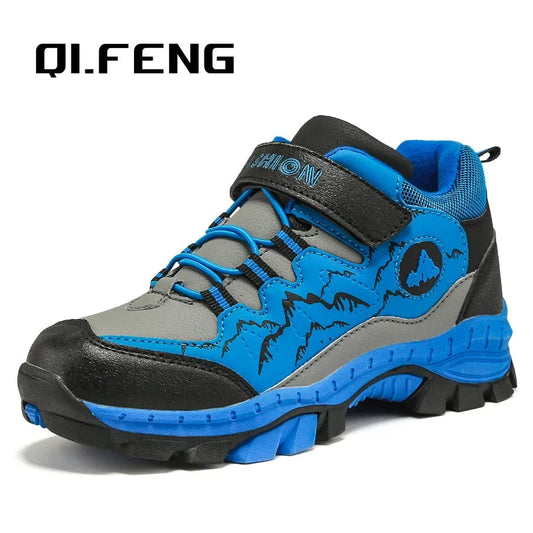 Winter Hiking Shoes Boy Kids Snow Boots Teenagers Children Shoe Walking Climbing Sneakers Leather Waterproof Non-slip Sport Warm GlowCart