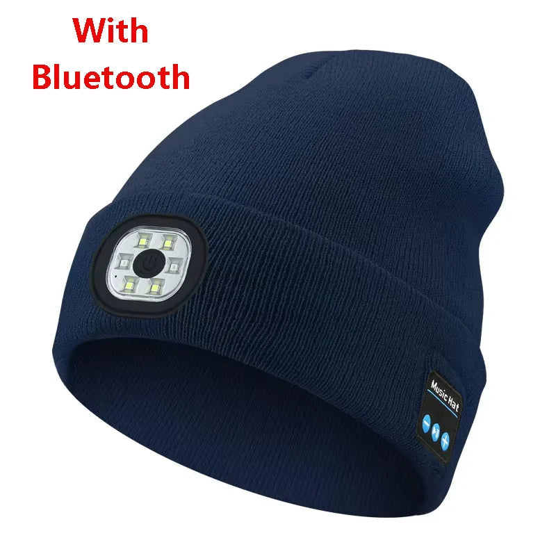 Can be equipped with Wireless Bluetooth music knitted hat new outdoorledlighting rechargeable detachable luminous sleeve cap GlowCart