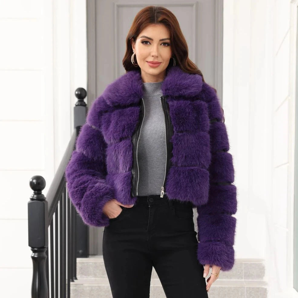 2025 Winter Faux Fur Coat Woman Women's Coats Plush Female GlowCart