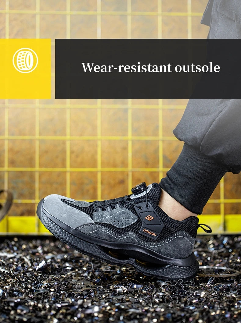 WOUDHONY Rotary Buckle Work Sneakers Protective Shoes Safety Industrial Puncture-Proof Anti-smash Steel Toe Shoes GlowCart