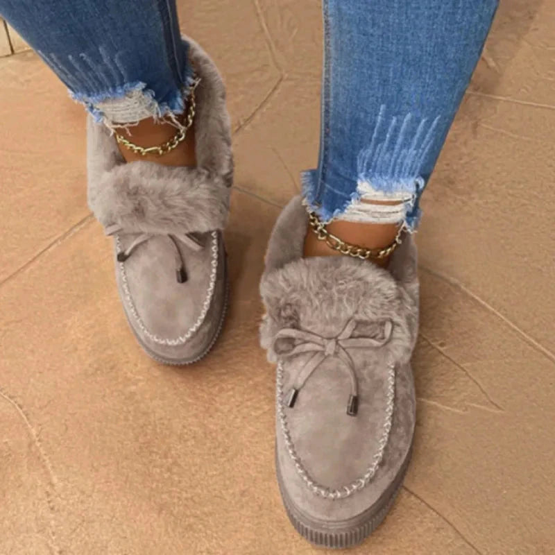 Solid Color Furry Females Feetwear Women Winter Cotton Shoes GlowCart