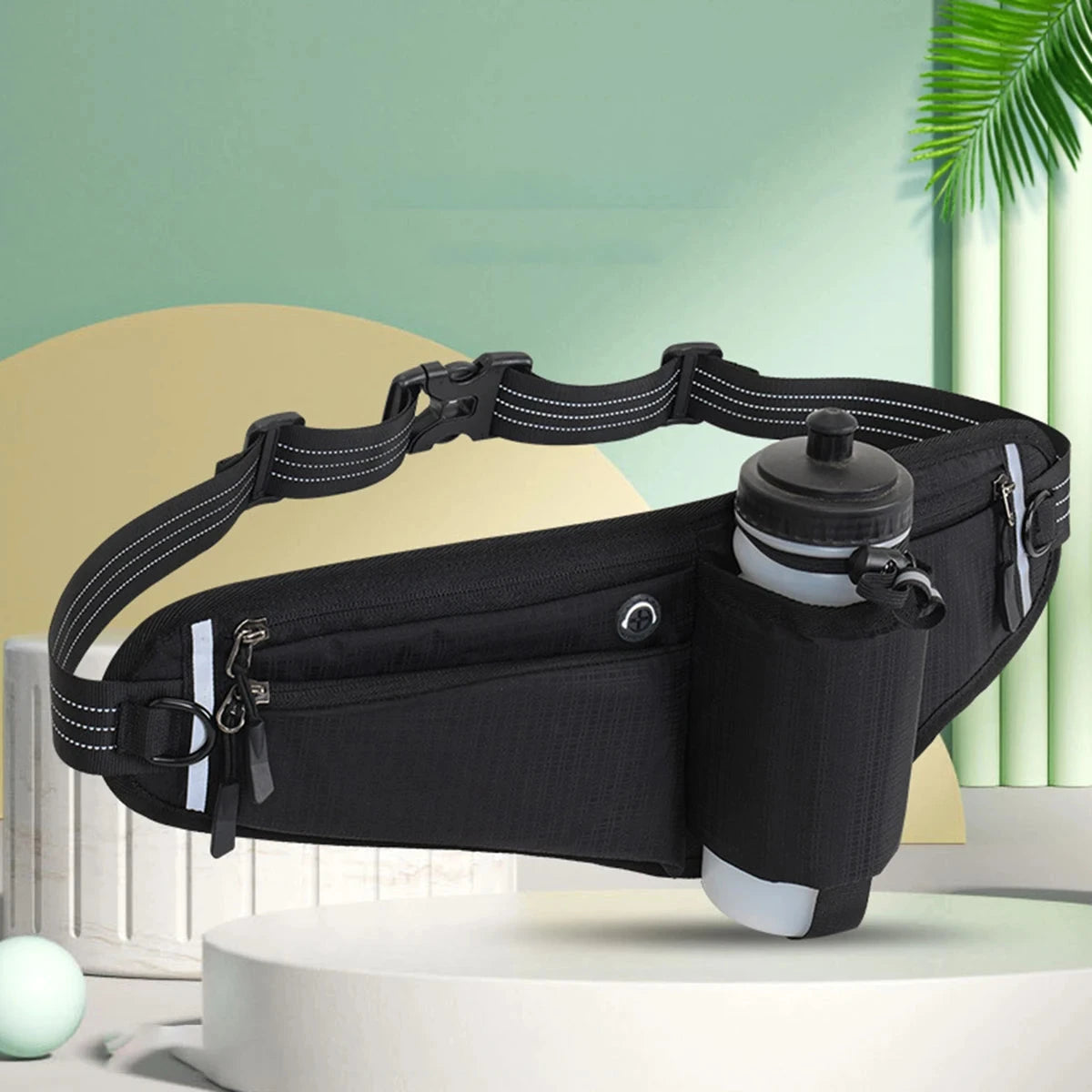 Waterproof Hydration Running Belt with Bottle Holder - Adjustable Waist Pack for Hiking, Cycling, Gym GlowCart