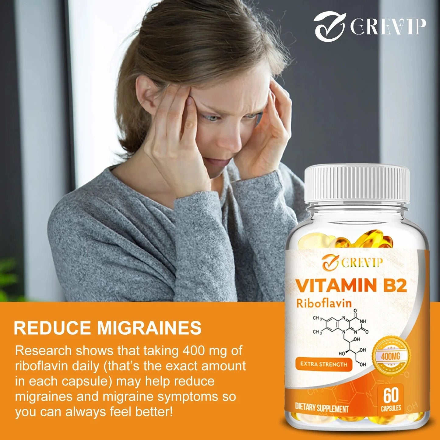 Vitamin B2 400mg - Promotes Energy Production and GlowCart