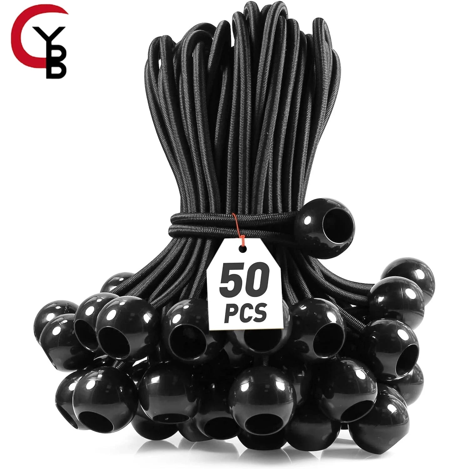 YANBIGUO 50-Pcs Bungee Balls,Black Cord for Canopy Tarp, UV GlowCart