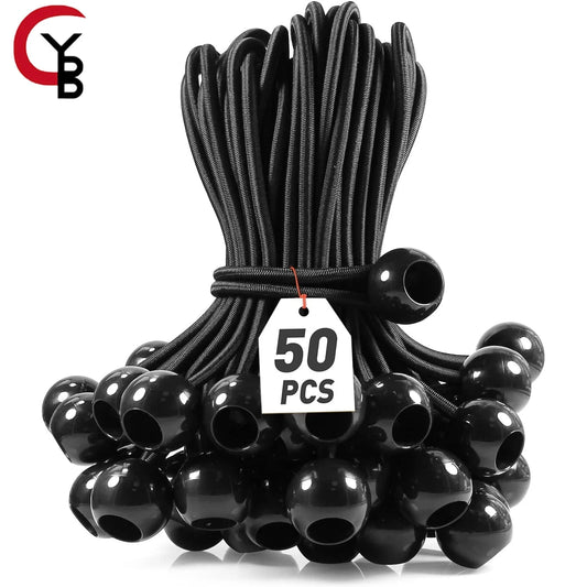 YANBIGUO 50-Pcs Bungee Balls,Black Cord for Canopy Tarp, UV GlowCart