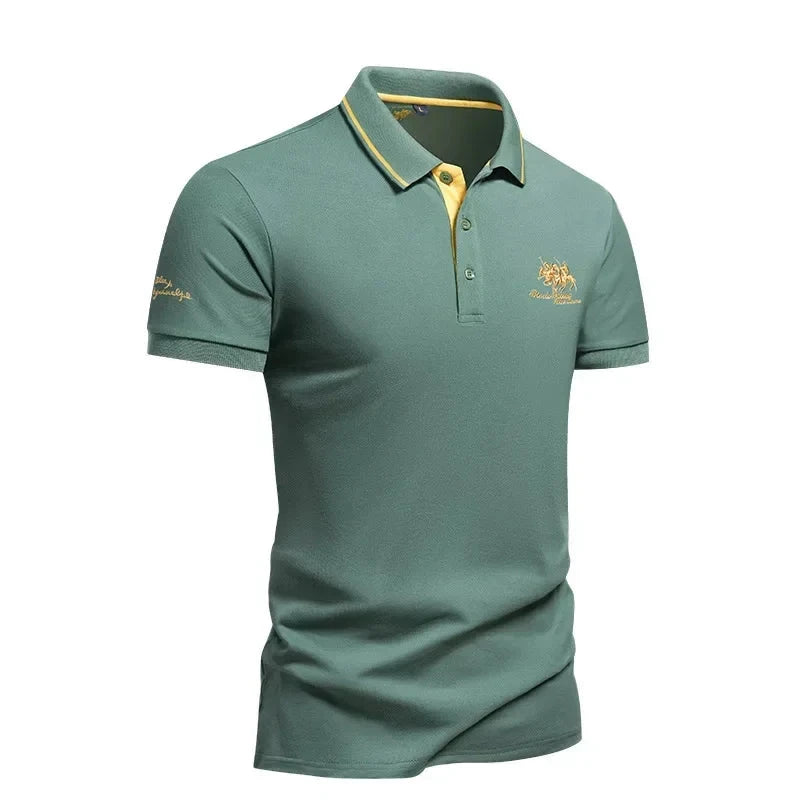 summer Men's Short Sleeve Embroidered Polo T-Shirt GlowCart